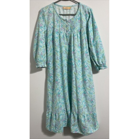 La Cera Other - La Cera Nightgown Women's S Flannel Pockets Floral Grandma Cottagecore Peasant